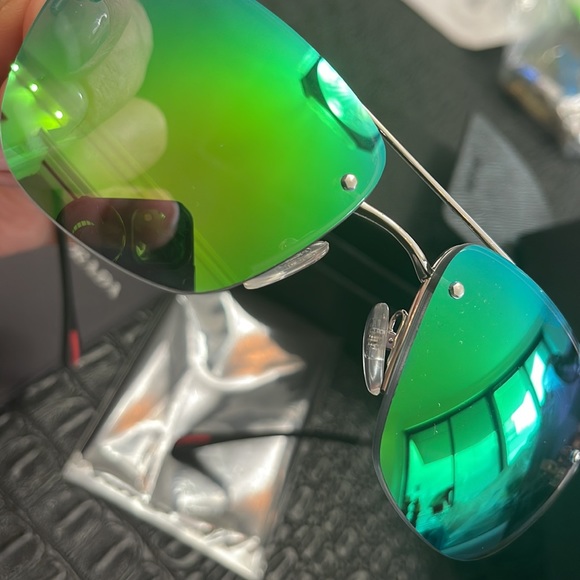 Prada Rimless Aviator Sunglasses Green Mirror Flash #SPS 52R - Picture 3 of 9